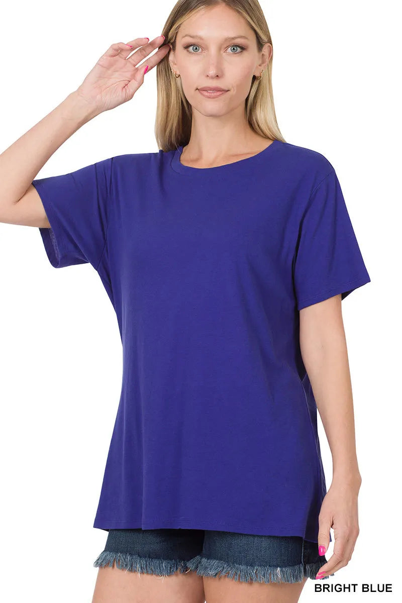 Zenana Cotton Round Neck Boyfriend Tee- S-XL