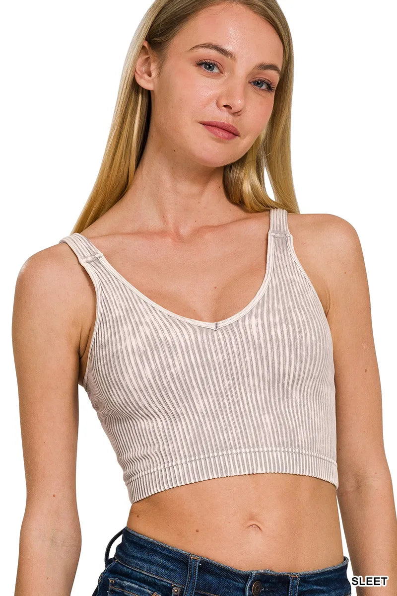 Zenana Seamless Ribbed Cropped Cami- S-XL