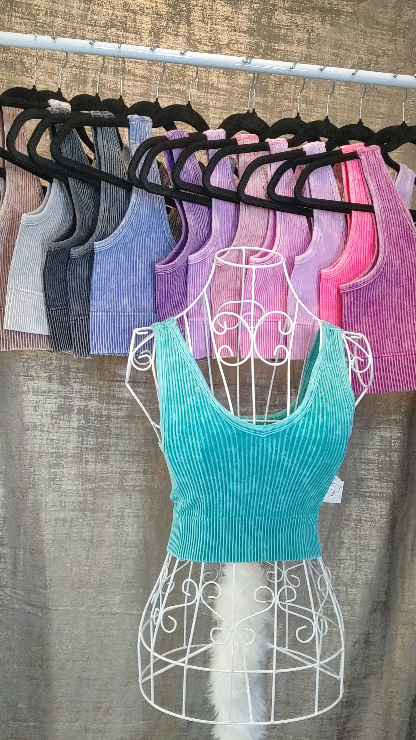 Zenana Reversible Mineral Washed Seamless Cropped Cami- S-XL