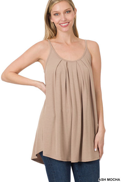 Zenana Pleated Adjustable Strap Cami- S-XL
