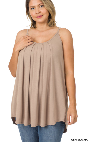 Zenana Pleated Adjustable Strap Cami-PLUS