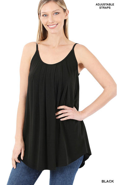 Zenana Pleated Adjustable Strap Cami- S-XL