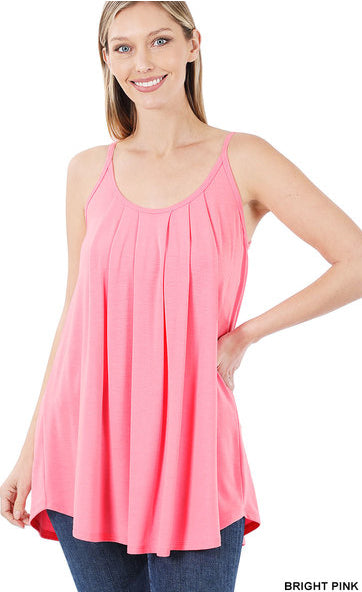 Zenana Pleated Adjustable Strap Cami- S-XL
