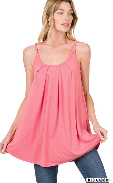 Zenana Pleated Adjustable Strap Cami- S-XL