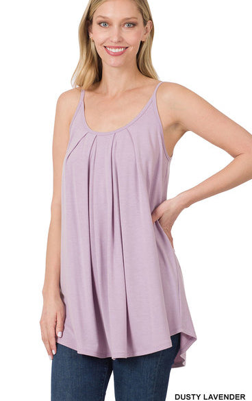 Zenana Pleated Adjustable Strap Cami- S-XL