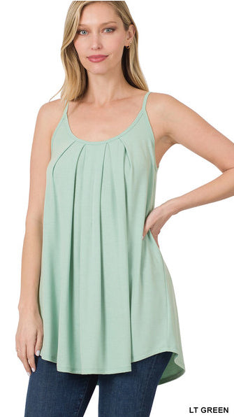 Zenana Pleated Adjustable Strap Cami- S-XL