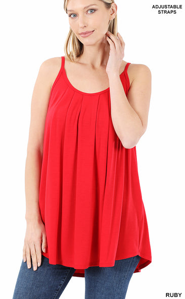 Zenana Pleated Adjustable Strap Cami- S-XL