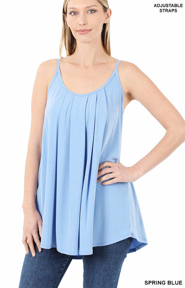 Zenana Pleated Adjustable Strap Cami- S-XL