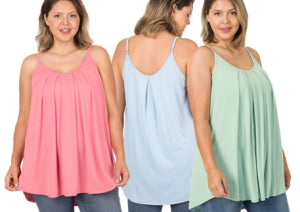 Zenana Pleated Adjustable Strap Cami-PLUS