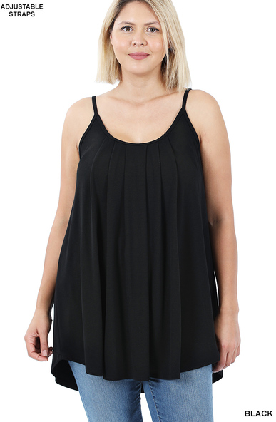 Zenana Pleated Adjustable Strap Cami-PLUS