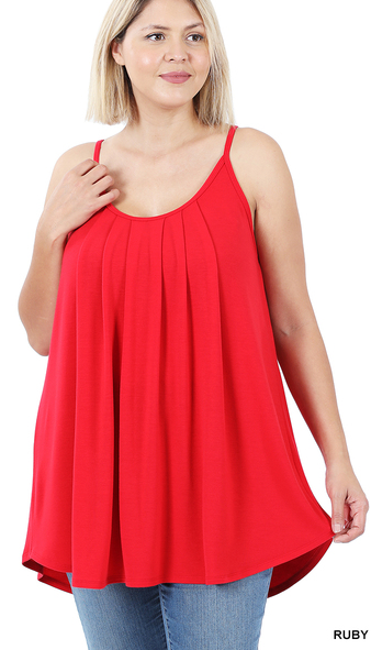 Zenana Pleated Adjustable Strap Cami-PLUS