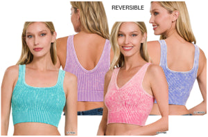 Zenana Reversible Mineral Washed Seamless Cropped Cami- S-XL