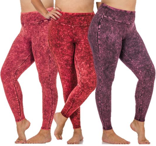 Zenana Mineral Washed Yoga Leggings- PLUS