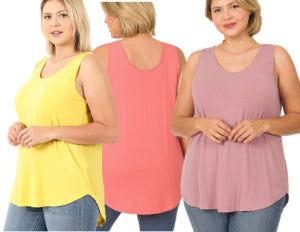 Zenana Scoop Neck Round Hem Tanktop- PLUS