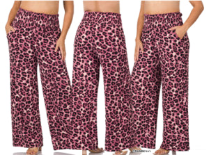 Zenana Leopard Smocked Loungers w/Pockets- PLUS