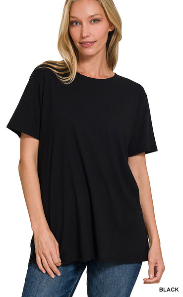 Zenana Cotton Round Neck Boyfriend Tee- S-XL