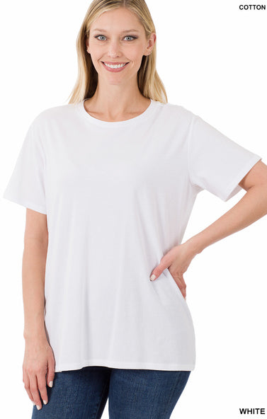 Zenana Cotton Round Neck Boyfriend Tee- S-XL