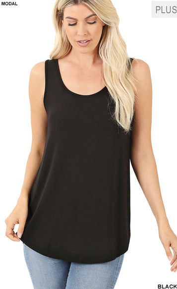 Zenana Scoop Neck Round Hem Tanktop- PLUS