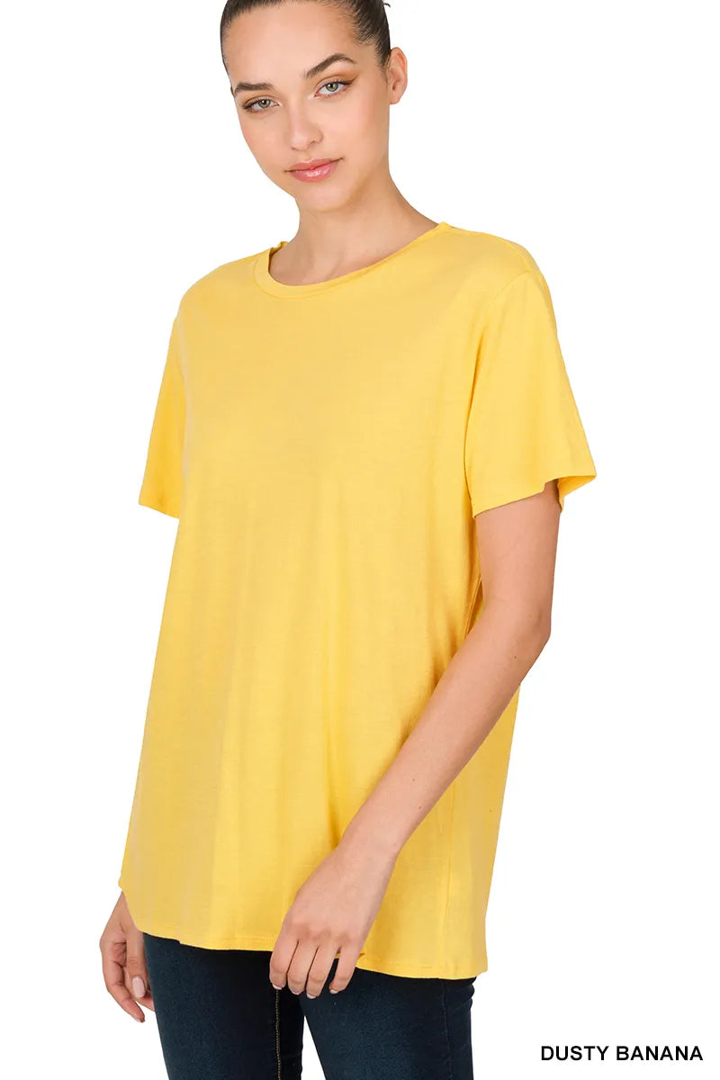 Zenana Cotton Round Neck Boyfriend Tee- S-XL