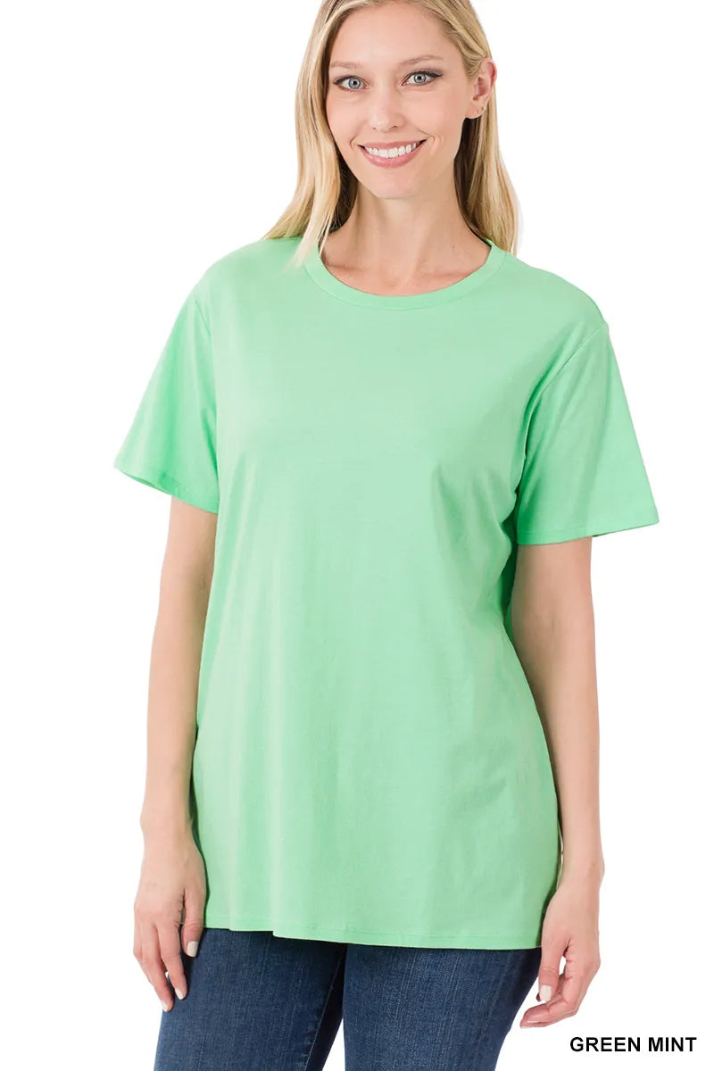 Zenana Cotton Round Neck Boyfriend Tee- S-XL