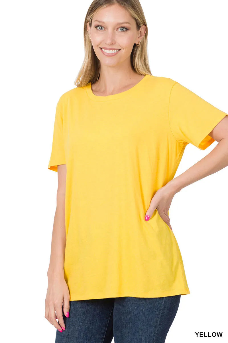 Zenana Cotton Round Neck Boyfriend Tee- S-XL