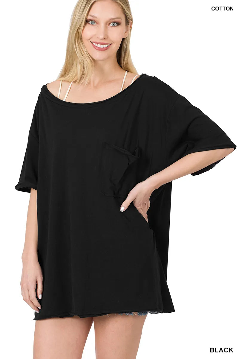Zenana Oversized Boat Neck Tee- XS-XL