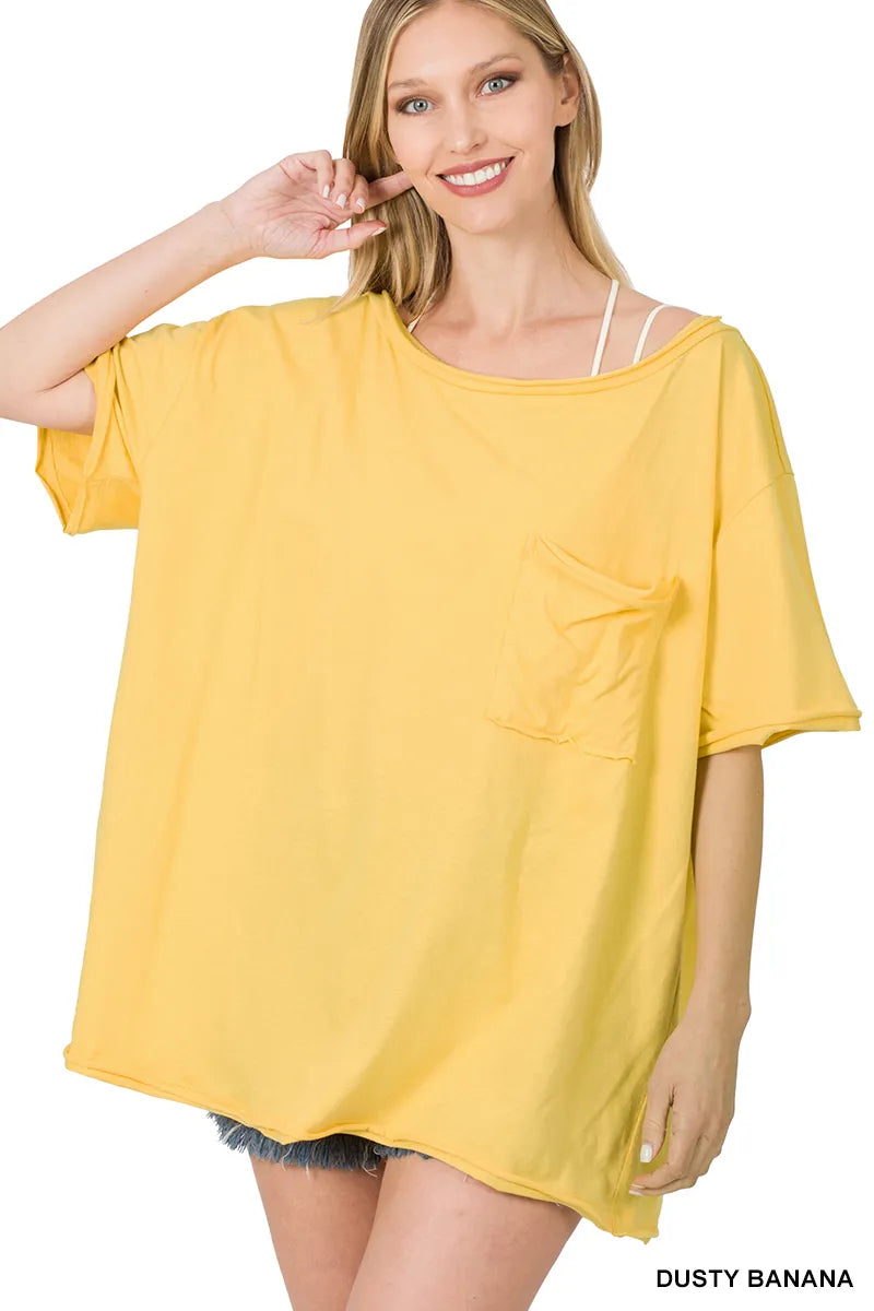 Zenana Oversized Boat Neck Tee- XS-XL