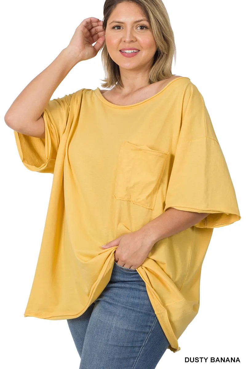 Zenana Oversized Boat Neck Tee- PLUS