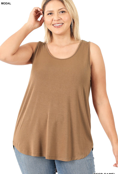 Zenana Scoop Neck Round Hem Tanktop- PLUS