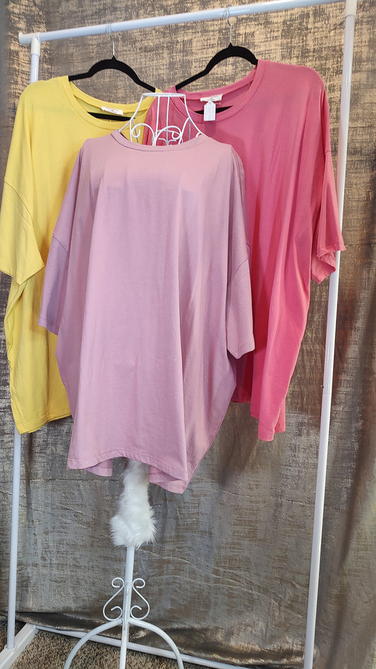 Zenana Cotton Drop Shoulder Boxy Tee- PLUS