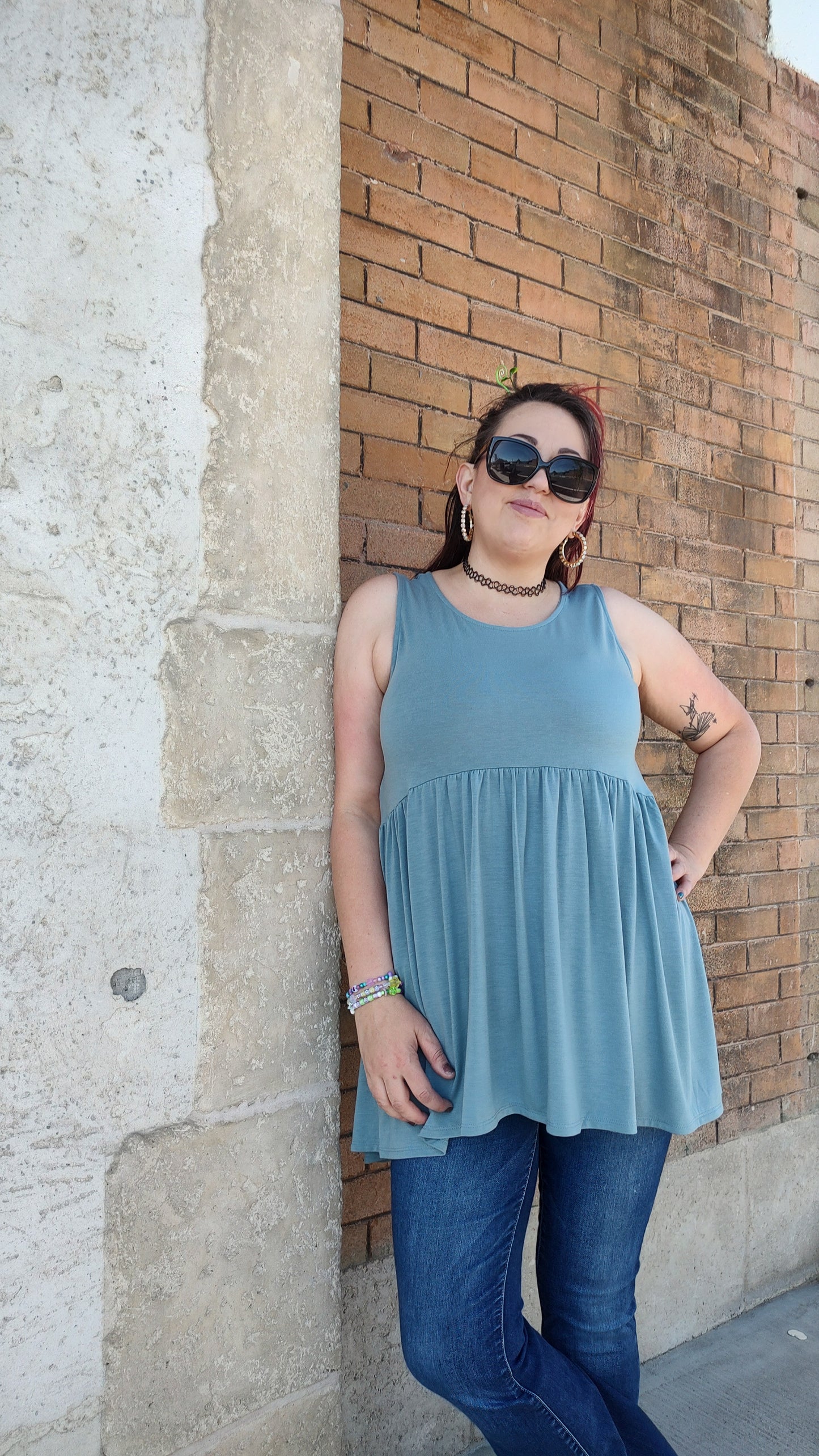 Zenana Sleeveless Babydoll Tee- S-XL