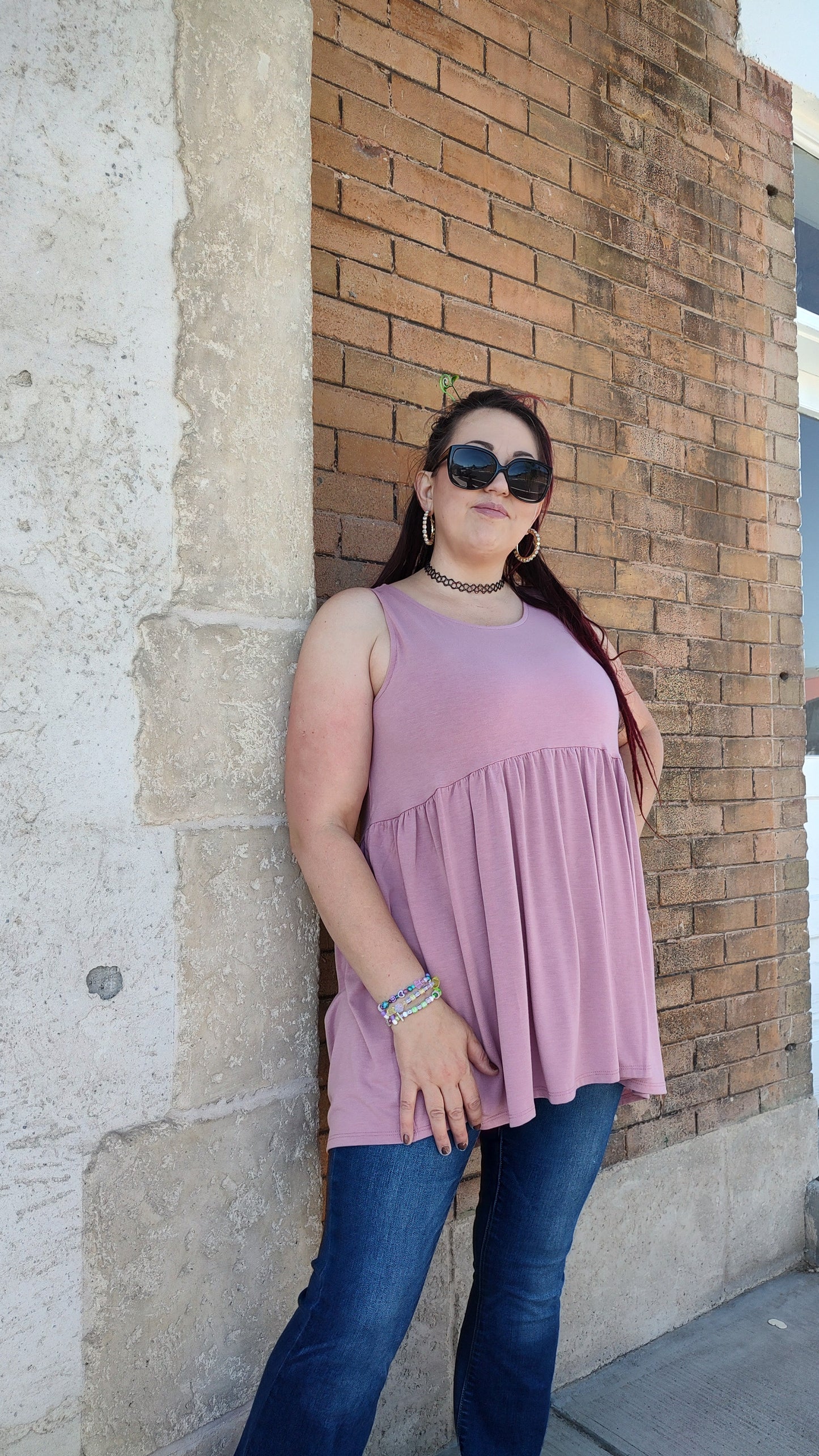 Zenana Sleeveless Babydoll Tee- S-XL