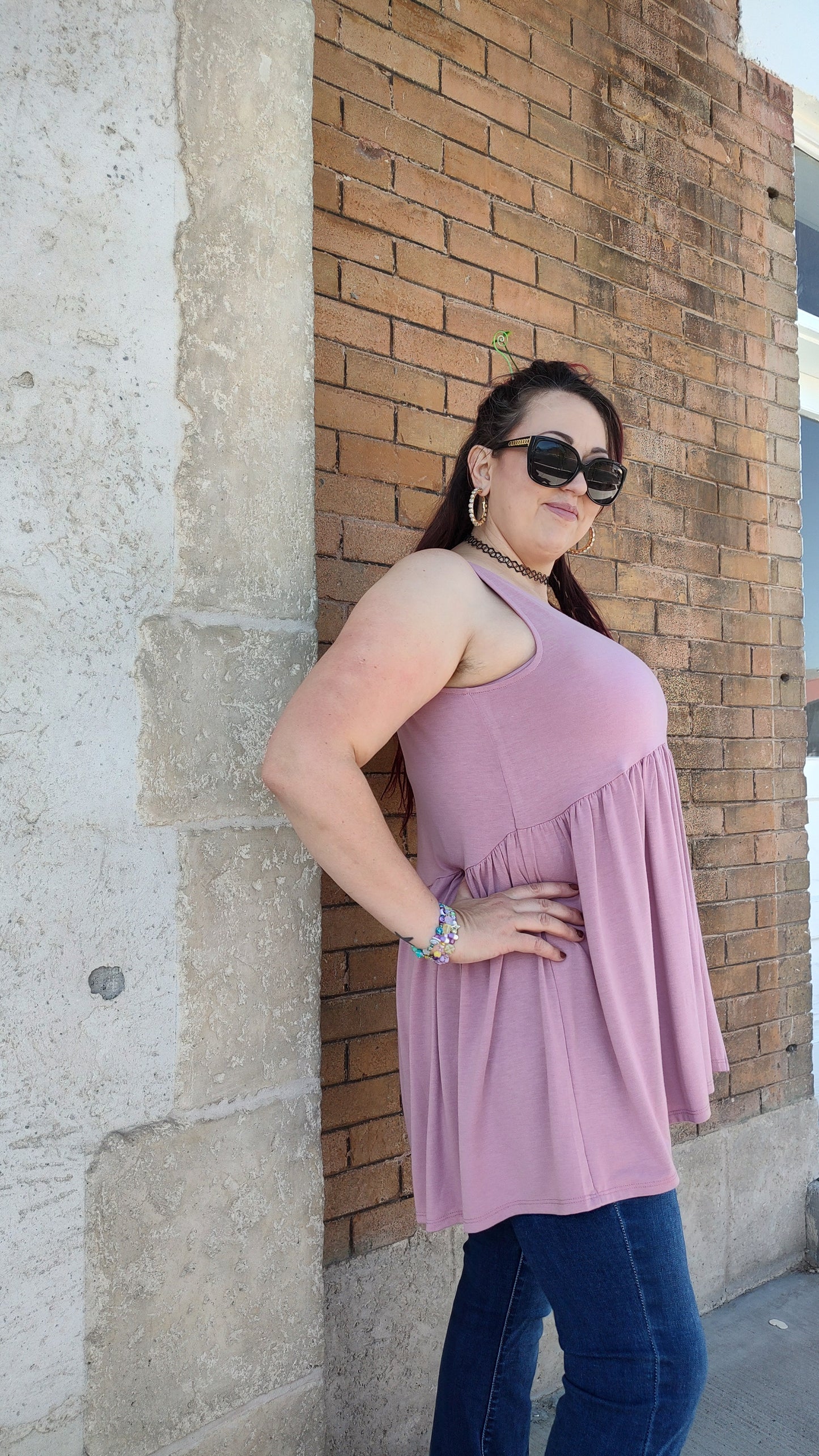 Zenana Sleeveless Babydoll Tee- S-XL