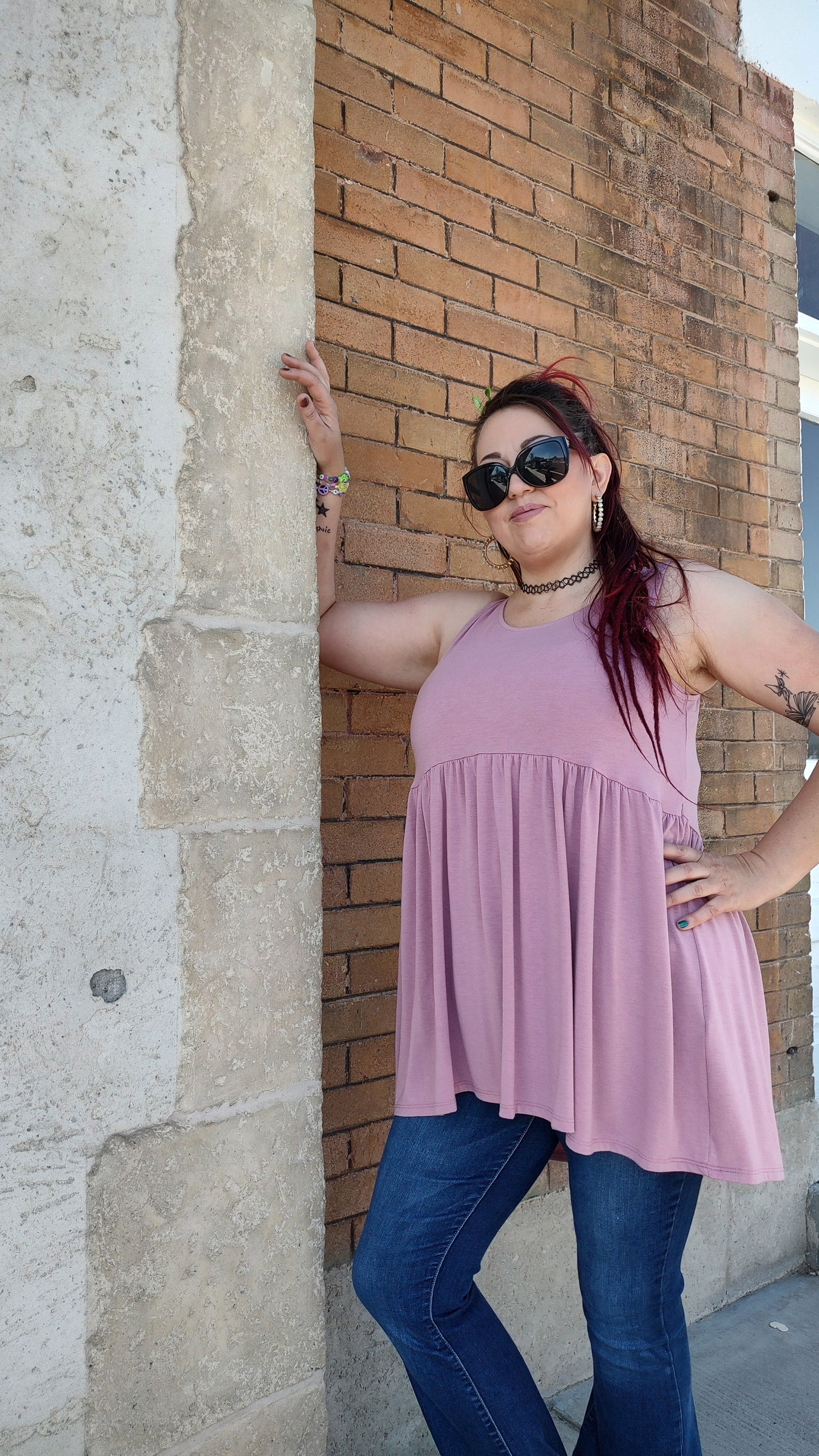 Zenana Sleeveless Babydoll Tee- S-XL