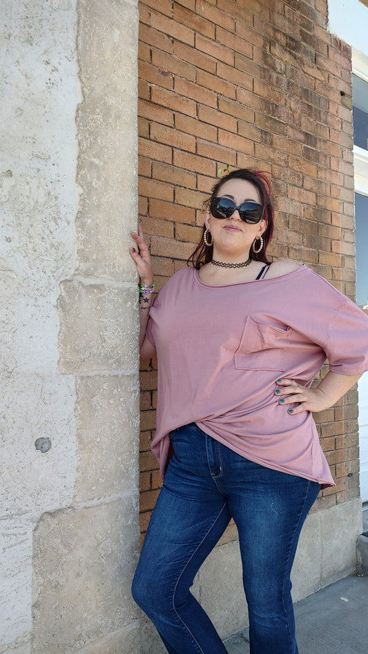 Zenana Oversized Boat Neck Tee- XS-XL