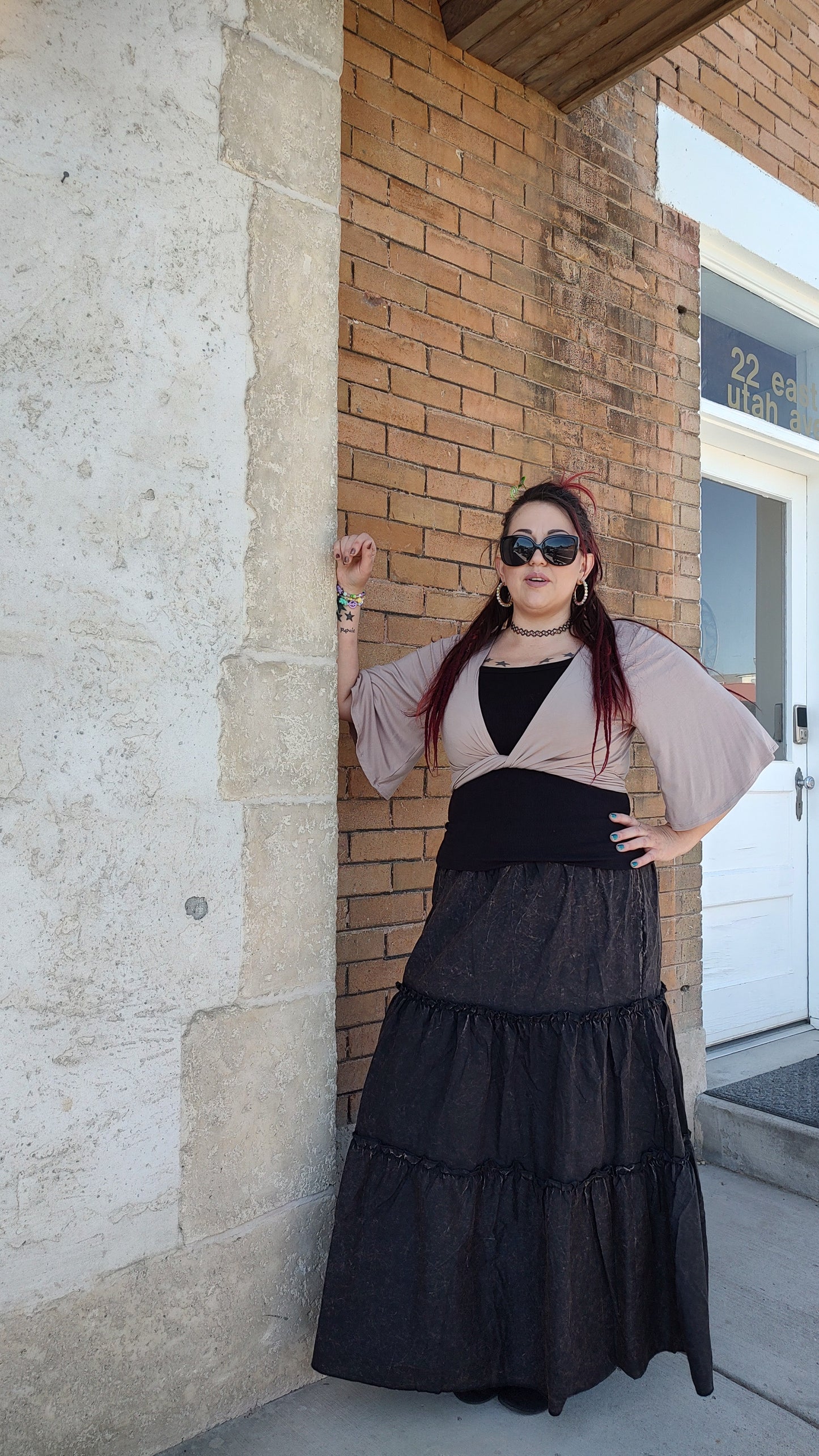 Zenana Acid Washed Boho Skirt- S-3X