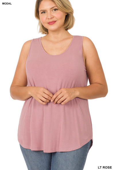 Zenana Scoop Neck Round Hem Tanktop- PLUS