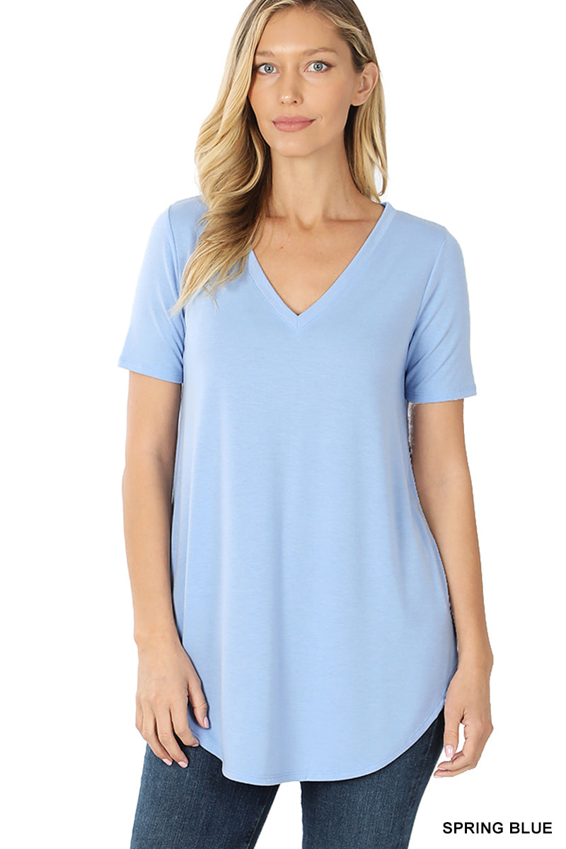 Zenana Basic V-Neck Tee- S-XL