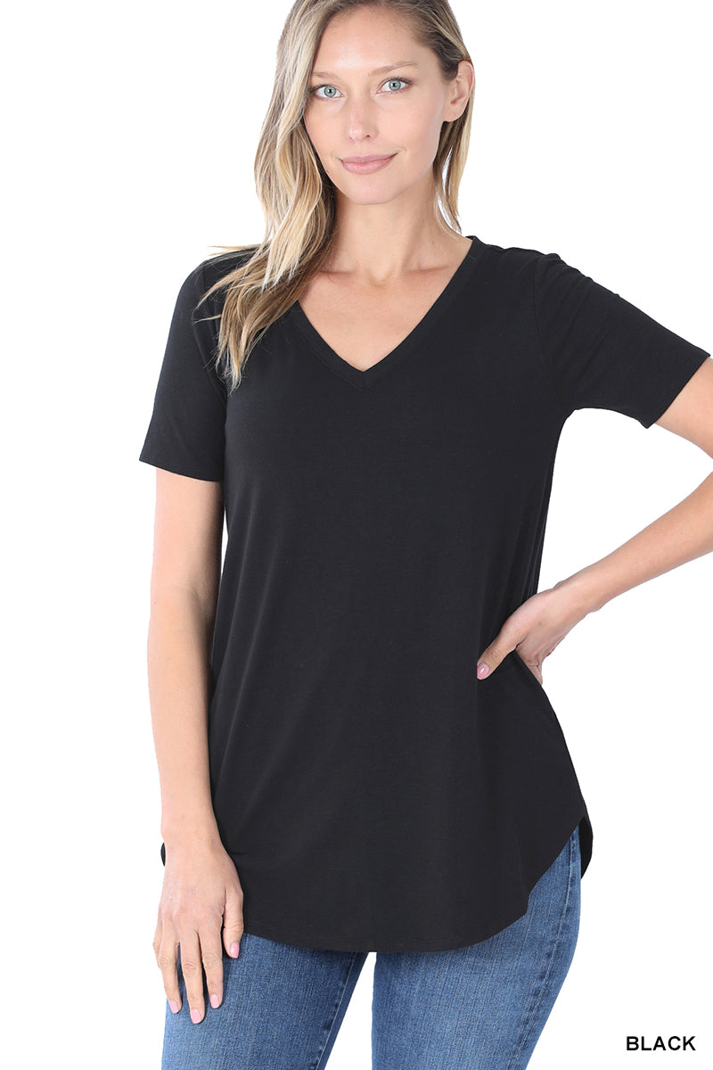 Zenana Basic V-Neck Tee- S-XL