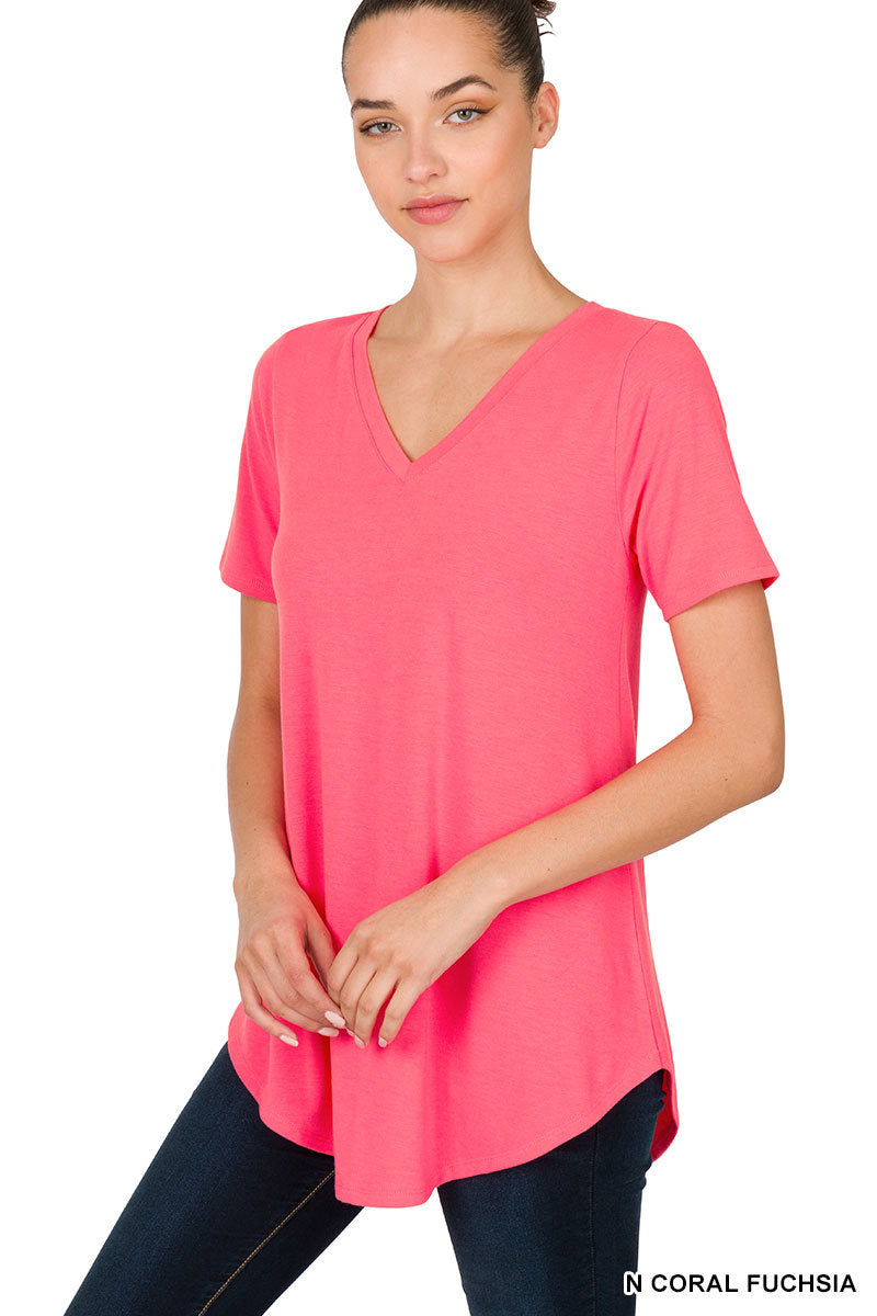 Zenana Basic V-Neck Tee- S-XL