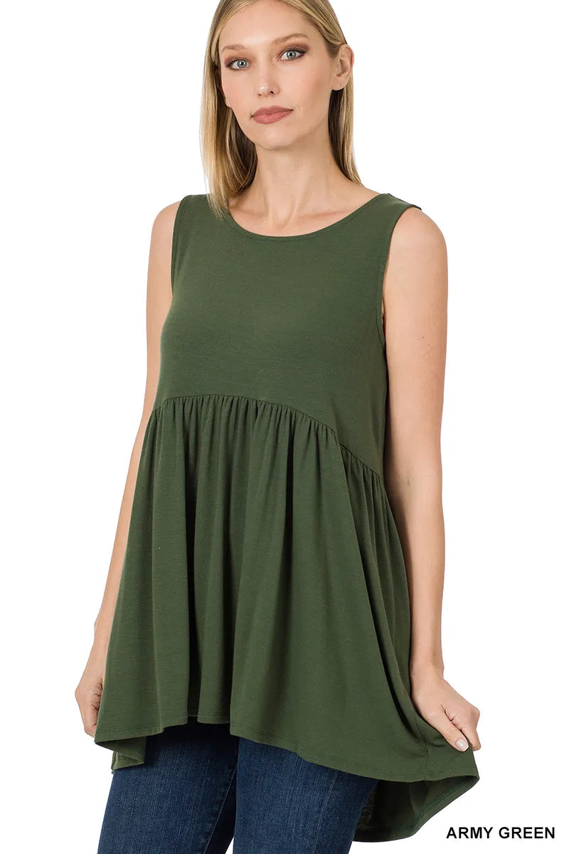Zenana Sleeveless Babydoll Tee- S-XL