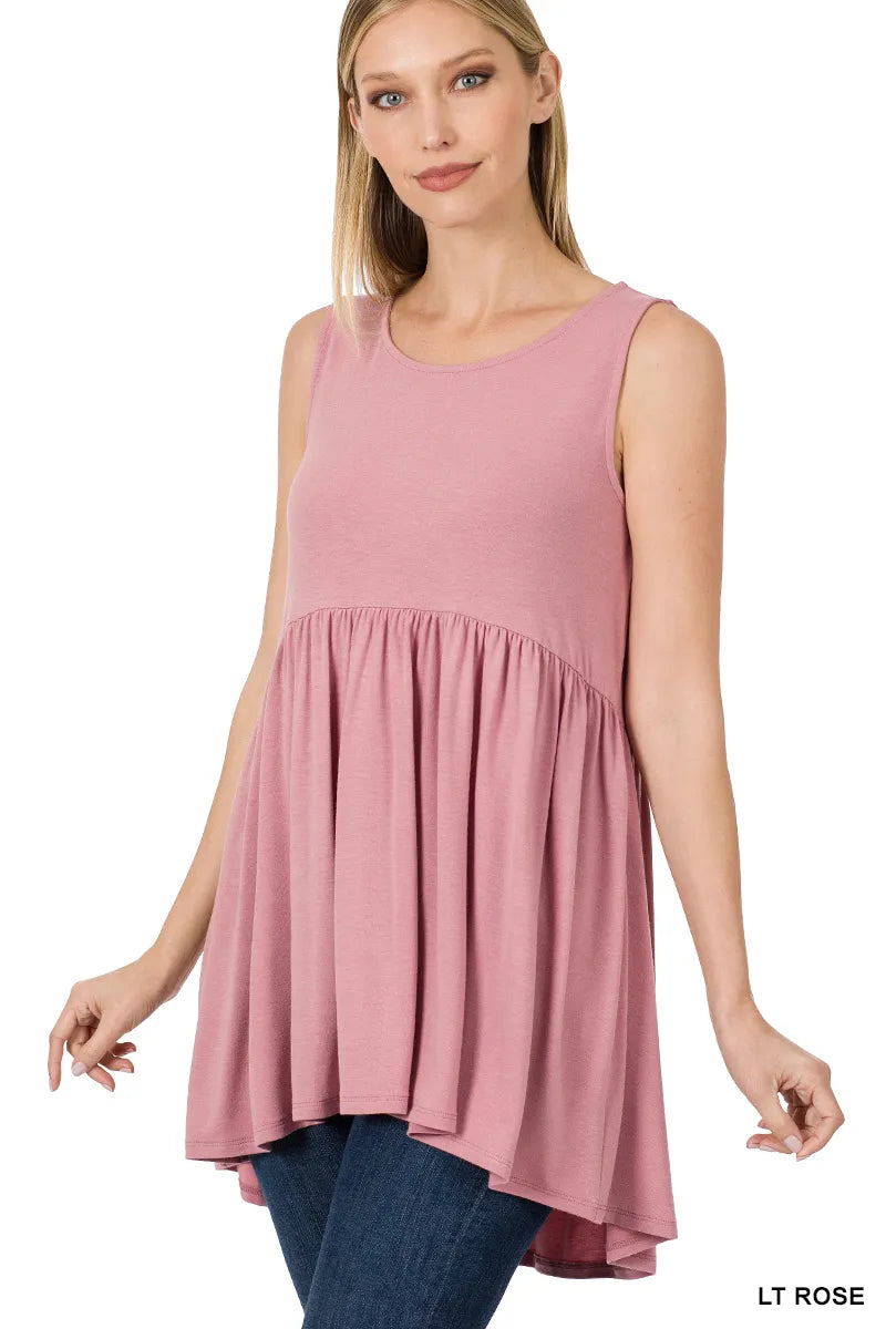 Zenana Sleeveless Babydoll Tee- S-XL