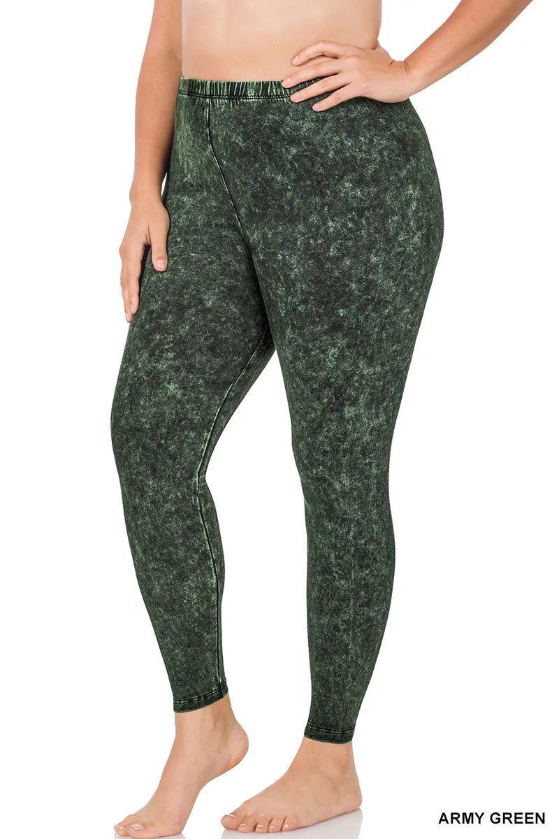 Zenana Mineral Washed Leggings- PLUS