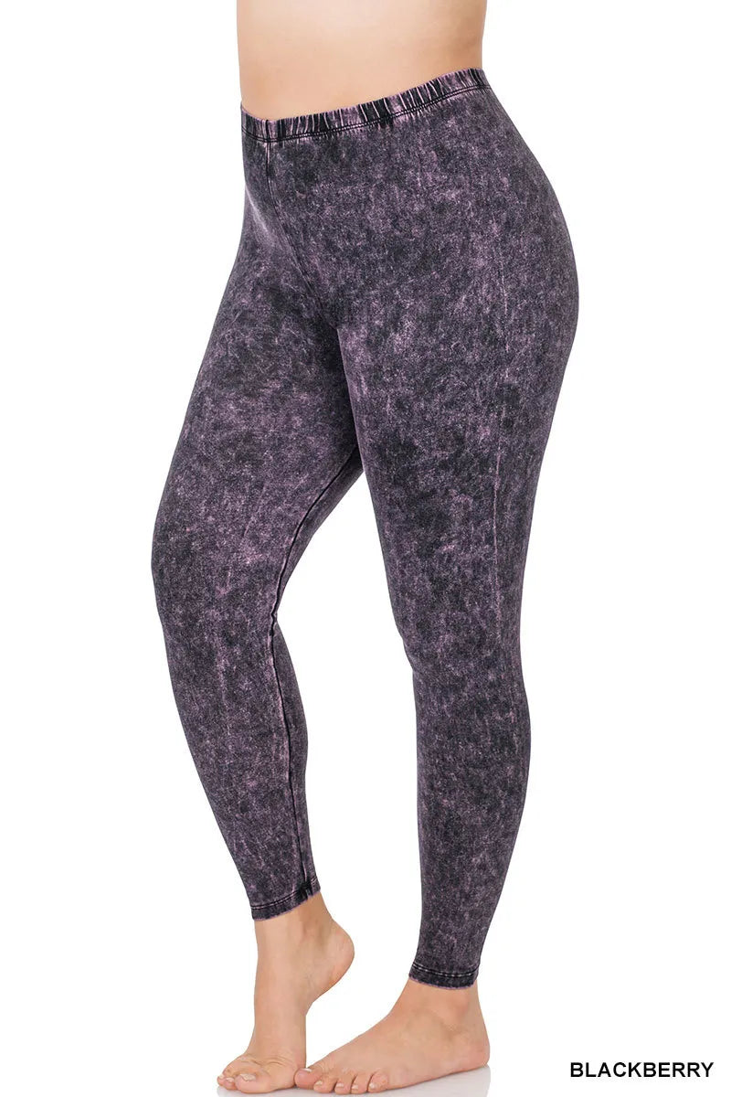 Zenana Mineral Washed Leggings- PLUS