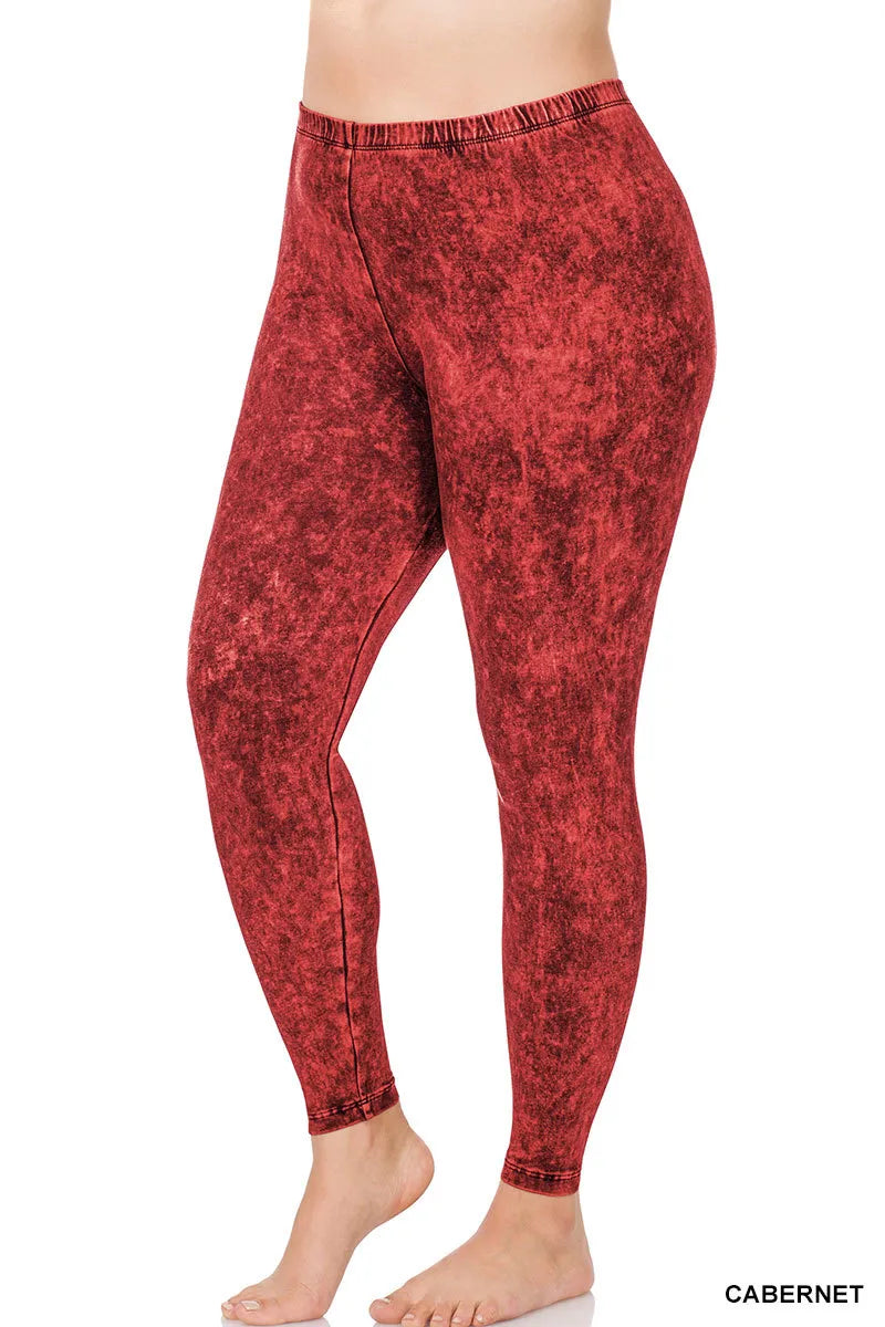 Zenana Mineral Washed Leggings- PLUS