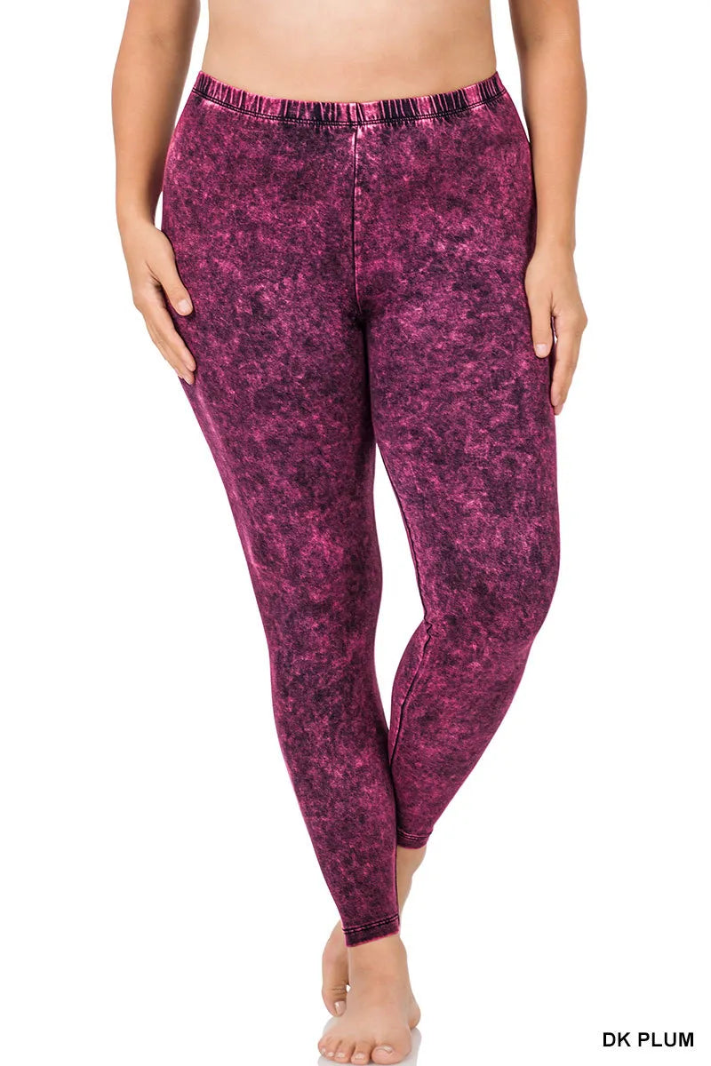 Zenana Mineral Washed Leggings- PLUS