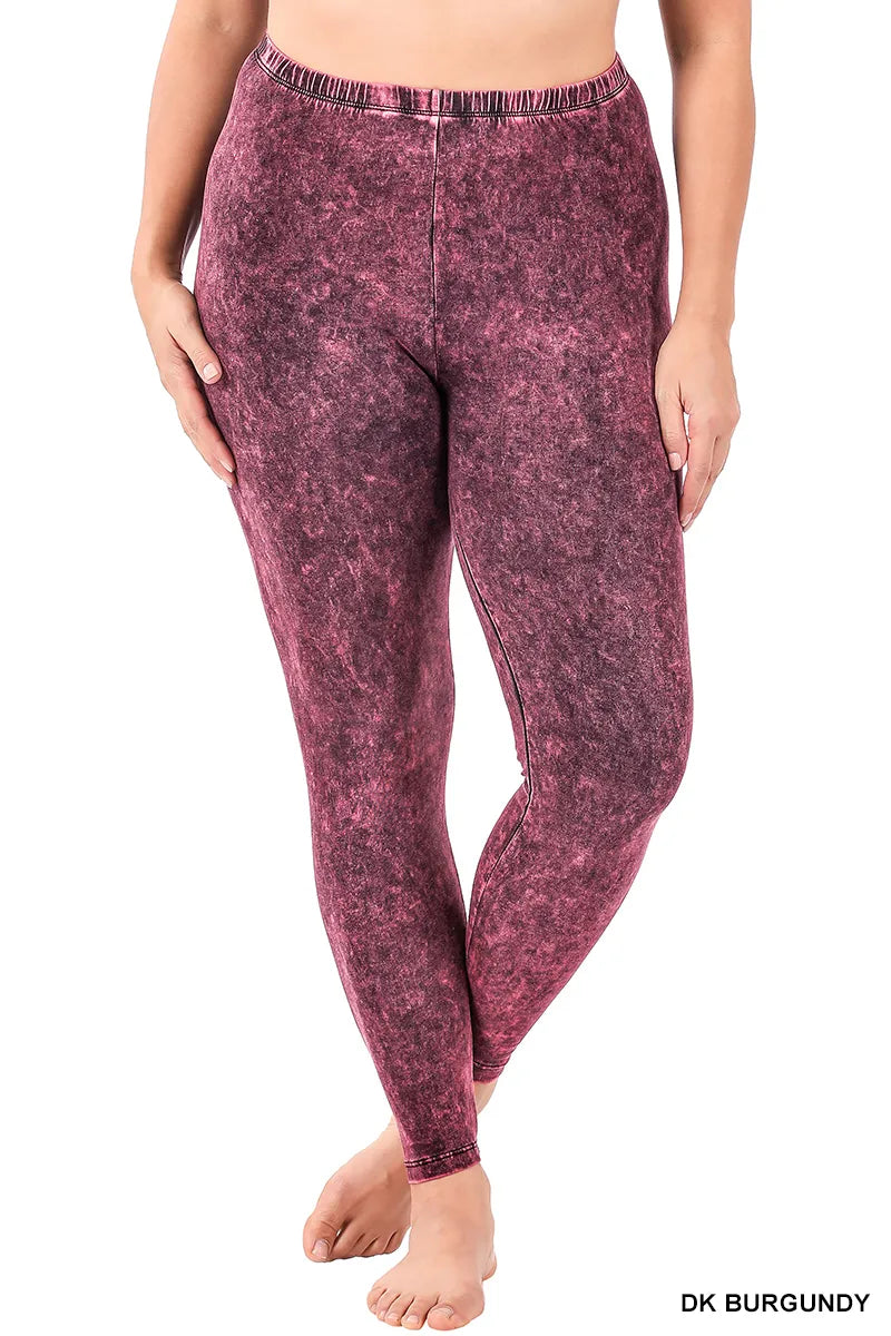 Zenana Mineral Washed Leggings- PLUS