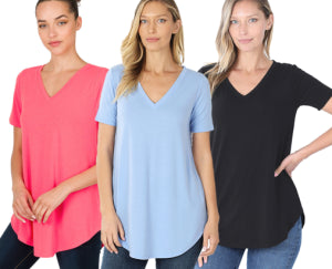 Zenana Basic V-Neck Tee- S-XL