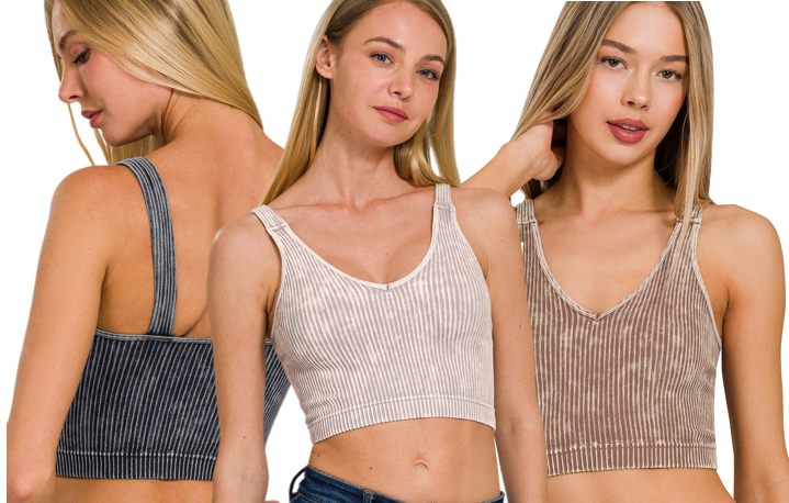 Zenana Seamless Ribbed Cropped Cami- S-XL