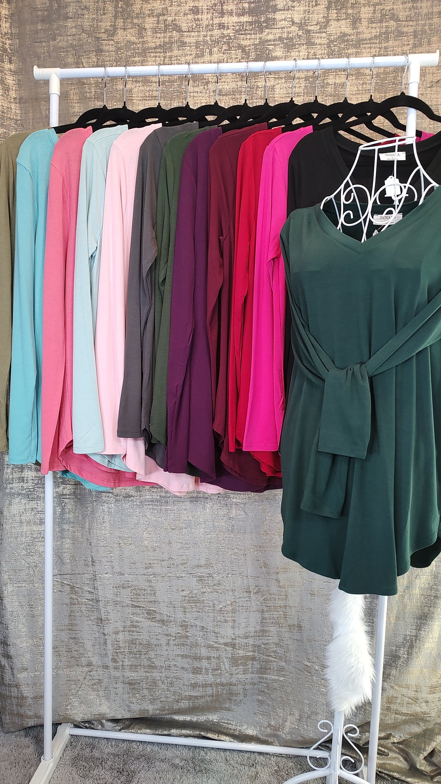 Zenana Basic V-Neck LS Tee- S-XL